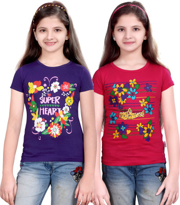 

FabTag - Sini Mini Girls Printed T Shirt(Purple