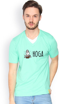 

Campus Sutra Solid Men V-neck Green T-Shirt, Sea green