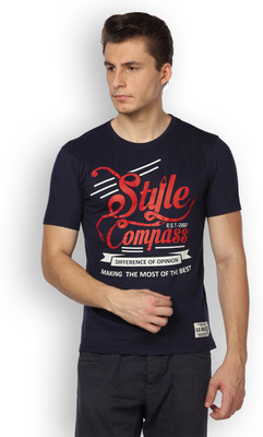 

DIFFERENCE OF OPINION Graphic Print Men's Round Neck Dark Blue T-Shirt
