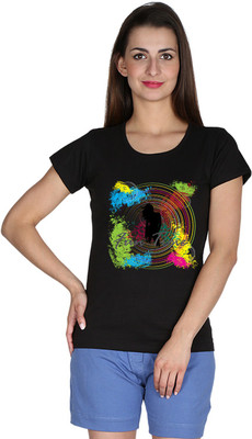 

Faireno Printed Women's Round Neck Black T-Shirt