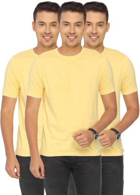 

Campus Sutra Solid Men Round Neck Yellow T-Shirt(Pack of 3