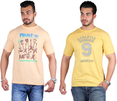

Shineway Printed Men's Round Neck Multicolor T-Shirt(Pack of 2