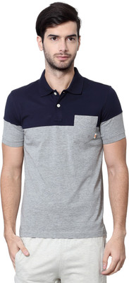 Ajile by Pantaloons Solid Men's Polo Neck Blue T-Shirt, Navy