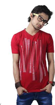 

Spur Printed Men's V-neck Red T-Shirt