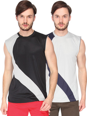 

Campus Sutra Solid Men Round Neck Denim Black, Grey T-Shirt(Pack of 2)