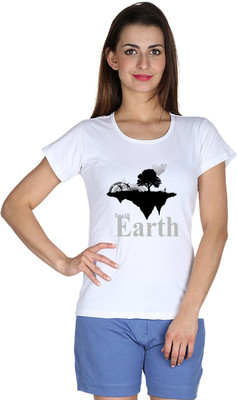 

Faireno Printed Women' Round Neck White T-Shirt