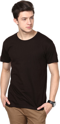

Inkovy Solid Men's Round Neck Brown T-Shirt