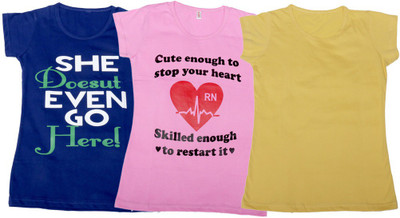 

IndiWeaves Girls Printed T Shirt(Multicolor, Blue & pink & yellow