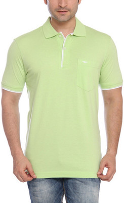 

Park Avenue Solid Men's Flap Collar Neck Green T-Shirt