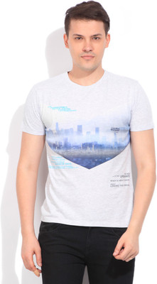 

Lee Printed Men' Round Neck White, Grey T-Shirt, Grey mel