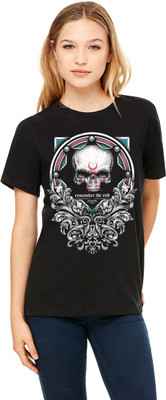 

Monzter Popcornz Graphic Print Women's Round Neck Black T-Shirt