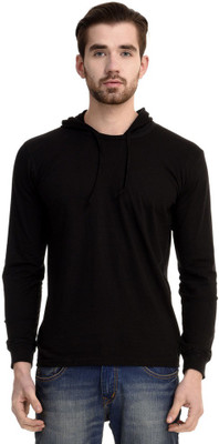 

Mi Moda Solid Men' Hooded Black T-Shirt