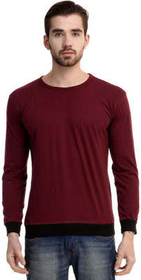 

Mi Moda Solid Men's Round Neck Maroon, Black T-Shirt
