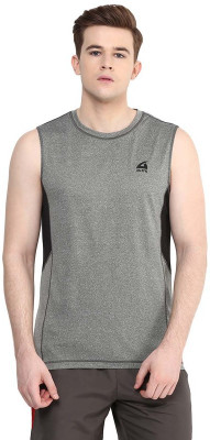 

Aurro Solid Men's Round Neck Grey T-Shirt, Grey/black