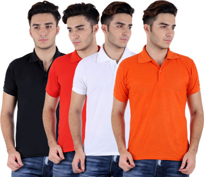 

Sanvi Traders Solid Men Polo Neck Multicolor T-Shirt(Pack of 4