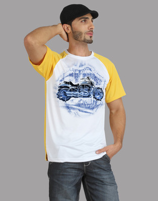 

Trionic Printed Men's Round Neck Yellow, White T-Shirt, Canary yellow
