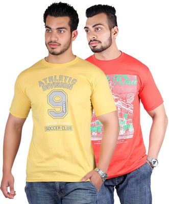 

Shineway Graphic Print Men's Round Neck Multicolor T-Shirt(Pack of 2, Carrot;gold