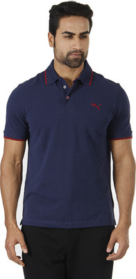 

Puma Solid Men's Polo Neck Blue T-Shirt, Peacoat biking