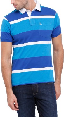 

Parx Striped Men's Polo Neck Blue T-Shirt