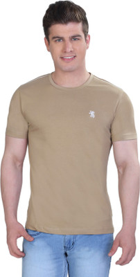 

The Cotton Company Solid Men's Round Neck Beige T-Shirt, Taupe
