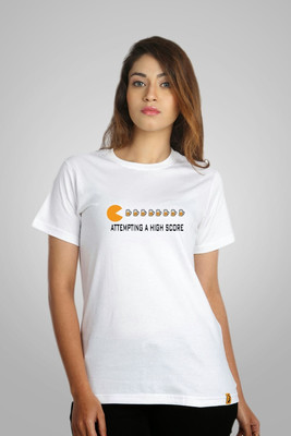 

Campus Sutra Printed Women' Round Neck White T-Shirt