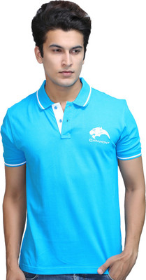 

Catamont Solid Men's Polo Neck Blue T-Shirt, Hawaiin blue