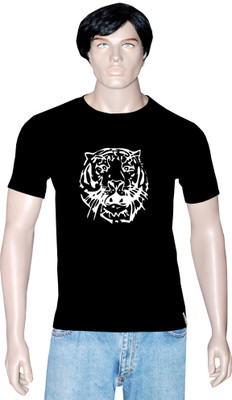 

Tshirt.in Graphic Print Men' Round Neck Black T-Shirt, Jet balck