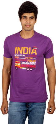 

Red Line Graphic Print Men's Polo Neck Purple T-Shirt, Imperial purple