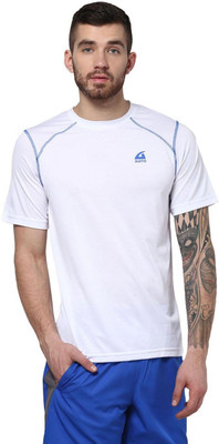 

Aurro Self Design Men's Round Neck White T-Shirt, Royal