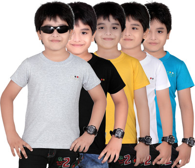 

FabTag - Dongli Boys Solid T Shirt(Multicolor, Pack of 5, Multicolor_1