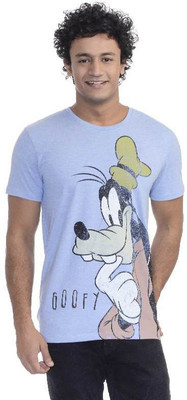 

Mickey & Friends Printed Men' Round Neck Grey T-Shirt, Allure blue melange