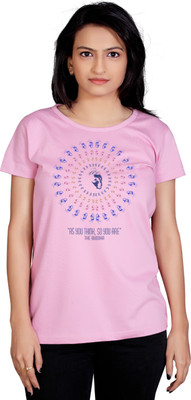 

Tantra Graphic Print Women's Round Neck Pink T-Shirt, Light pink