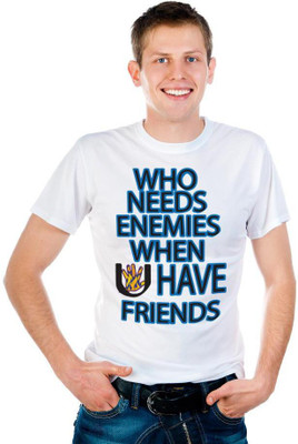 

6th Cross Graphic Print Men's Round Neck White T-Shirt