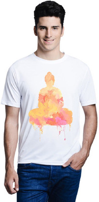 LIME Printed Men Round Neck White T-Shirt