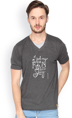 

Campus Sutra Solid Men V-neck Grey T-Shirt, Charcoal