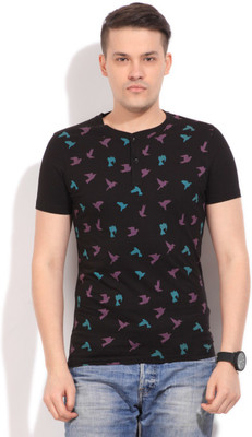 

Flippd Printed Men's Henley Black T-Shirt