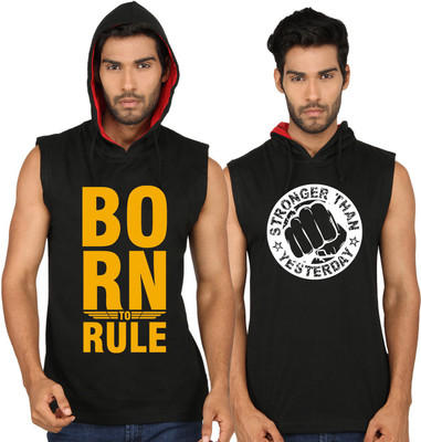 

SayItLoud Printed Men's Round Neck Black T-Shirt(Pack of 2)
