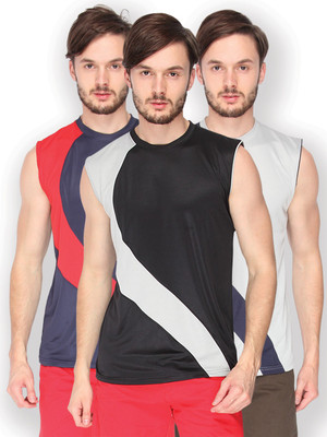 

Campus Sutra Solid Men Round Neck Black, Grey, Blue, Red, Grey, Blue T-Shirt(Pack of 3), Black;blue;grey;red