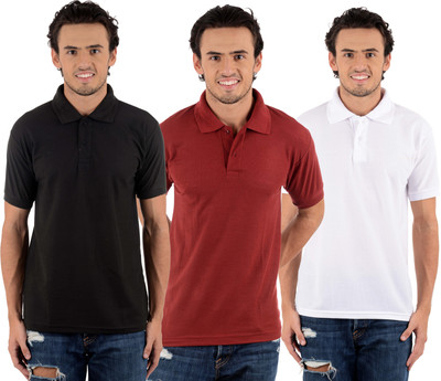 

Blaze Solid Men's Polo Neck Multicolor T-Shirt(Pack of 3, Black;maroon;white