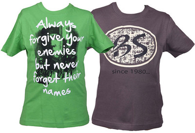 

Gkidz Boys Printed Cotton T Shirt(Green, Pack of 2