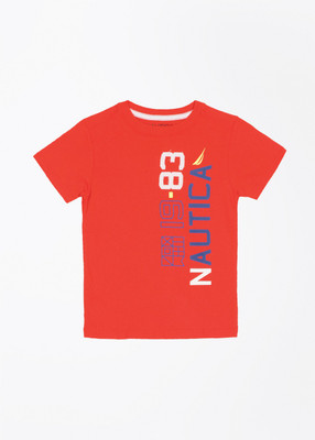 

Nautica Boys Printed Cotton T Shirt(Red, Pack of 1, 806