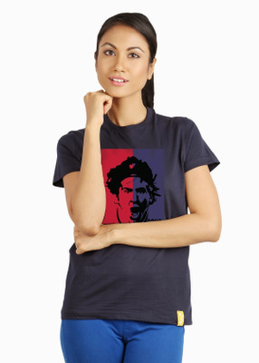 

Campus Sutra Printed Women's Round Neck Blue T-Shirt