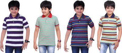 

Dongli Boys Striped T Shirt(Multicolor, Pack of 4)