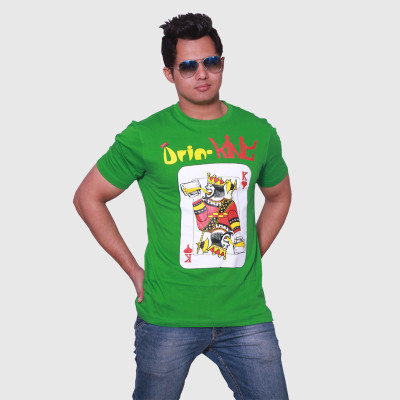 

Aaila Graphic Print Men's Round Neck Green T-Shirt