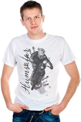 

6th Cross Graphic Print Men's Round Neck White T-Shirt