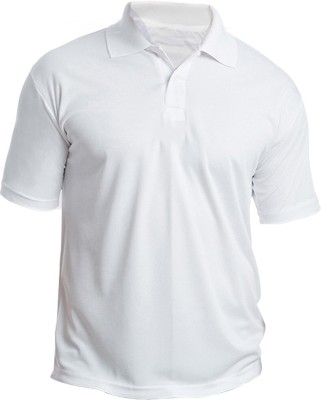 Silver Swan Solid Men Polo Neck White T-Shirt