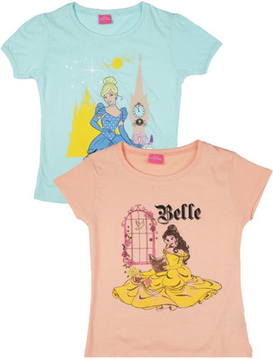 

Disney Princess Printed T Shirt(Light Blue, Pack of 2, Lt.blue/lt.orange