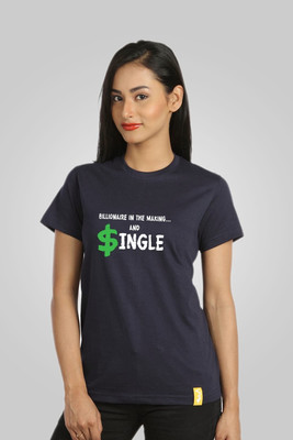 

Campus Sutra Printed Women's Round Neck Blue T-Shirt