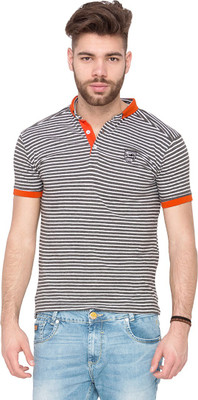 

Mufti Striped Men's Fashion Neck Grey T-Shirt, Anthra milange