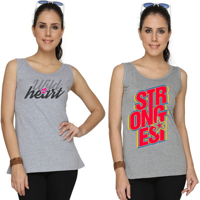 

SayItLoud Printed Women's Scoop Neck Grey, Grey T-Shirt(Pack of 2